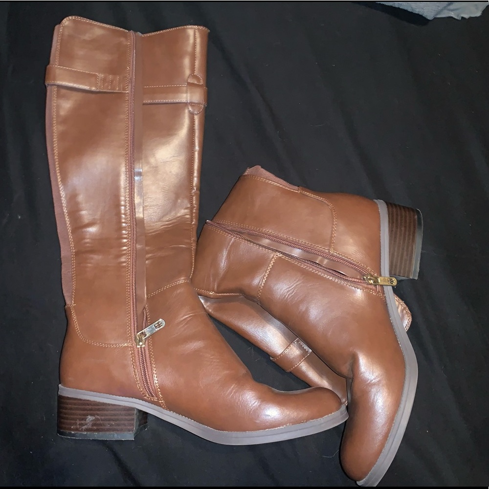 High rise brown boots